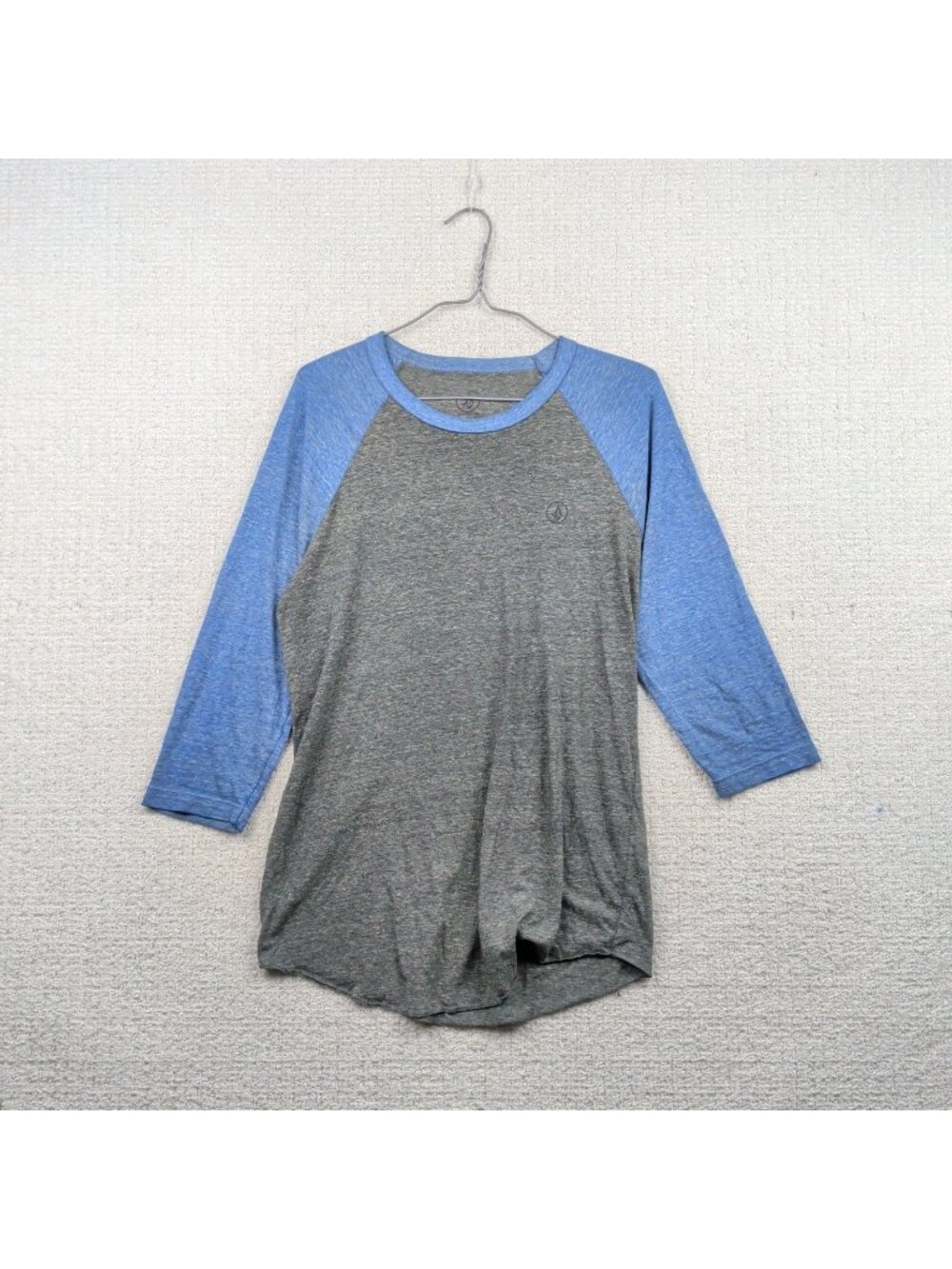 Volcom Heathered Gray/Blue Colorblock 3/4 Sleeve Raglan T-shirt Men Sz M Skate